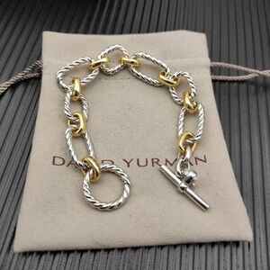 David Yurman Two-Tone Cable Link Bracelet 19cm OT Clasp